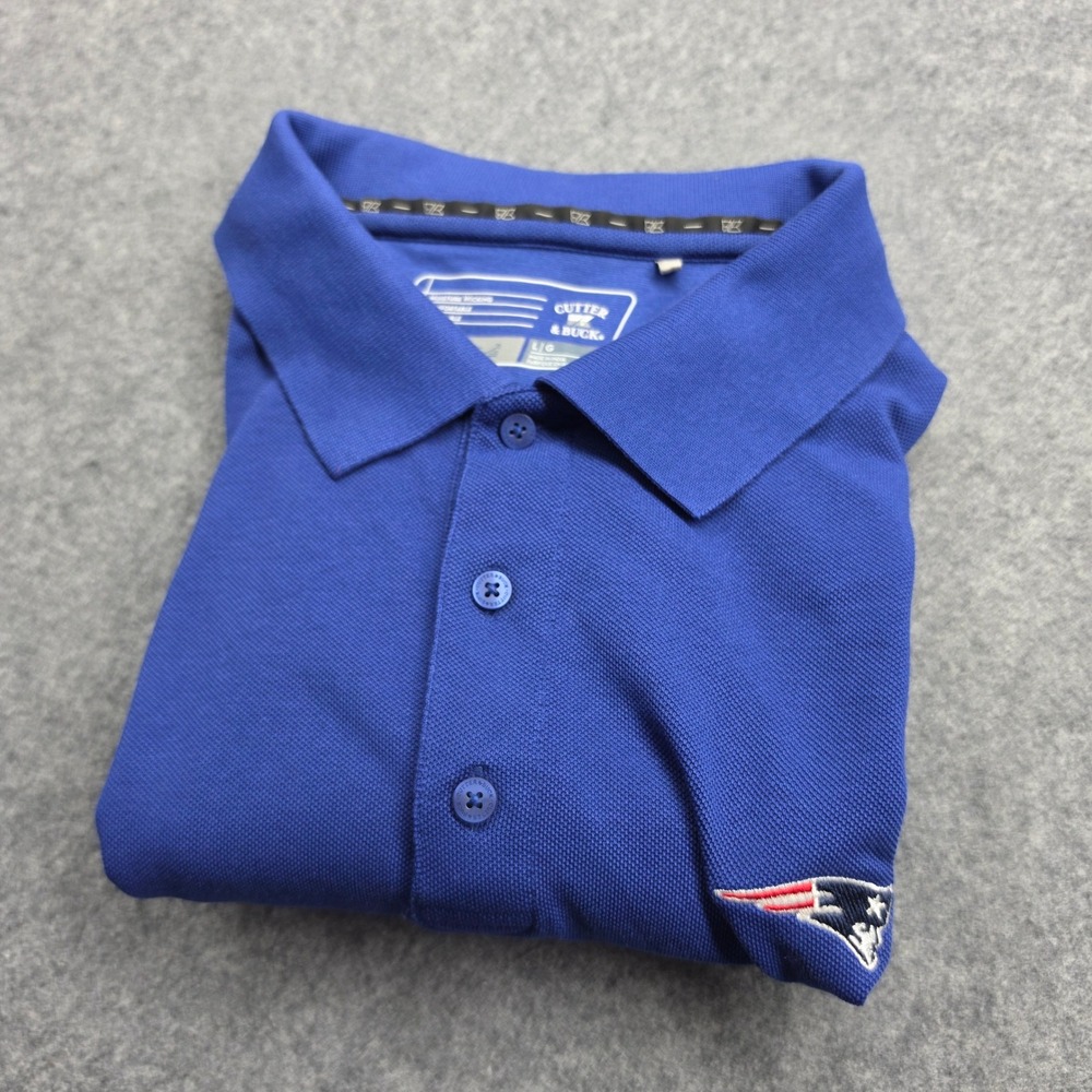 Cutter & Buck New England Patriots Polo Shirt Mens L Blue 2012 Super Bowl LCC